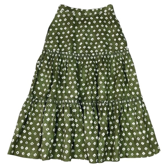 Polo Ralph Lauren Linen Tiered Western Maxi Skirt in Olive Green - Picture 9 of 14